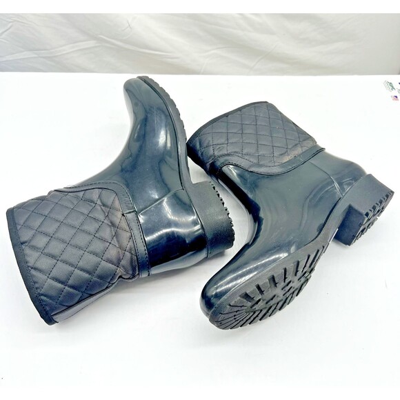 Tommy Hilfiger  Women’s Freza Black Quilted Rain Boots Size 8 - Picture 11 of 14